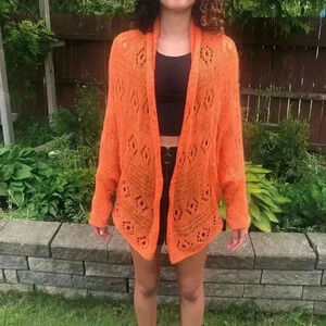 𝅺wooden Ships | Orange mohair and wool blend  knit cardigan